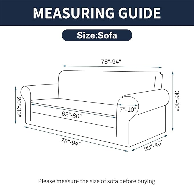 2025 New Stretch Sofa Slipcovers Couch Cover for 3 Cushion Furniture Protector Sofa Covers with Elastic Bottom Jacquard Fabric Small Checks for Pets, Kids -Sofa, Beige