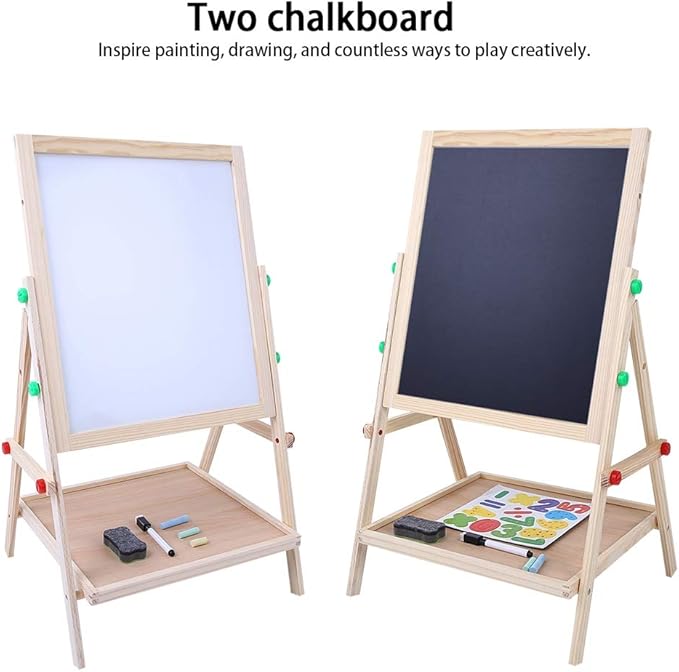 JTLB 2 in 1 Double Side Baby Kids Child Standing Art Wooden Drawing Board