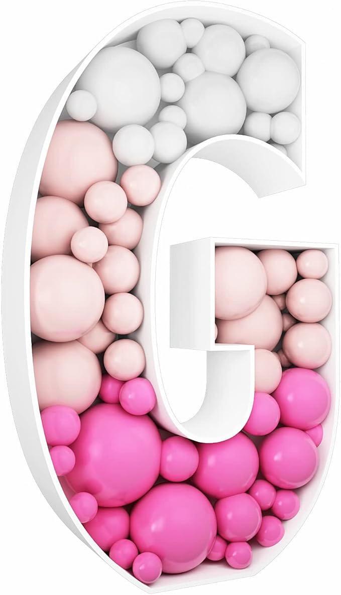 3FT Tall Mosaic Balloon Frame Letters Big Marquee Light Up Letters DIY Kit for Birthday Party Wedding Backdrop Decor Letter G Pre-Cut Foam Board