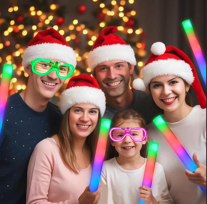 148 PCS Glow in the Dark Party Supplies 12 PCS Foam Glow Sticks 12 PCS LED Glasses 24 PCS Finger Lights 100 PCS Glow Sticks Bracelets Neon Glow Party Favors Christmas Wedding Birthday Concert New Year