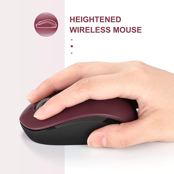 seenda Wireless Mouse, 2.4G Noiseless Mouse with USB Receiver Portable Computer Mice for PC, Tablet, Laptop - Red&Black