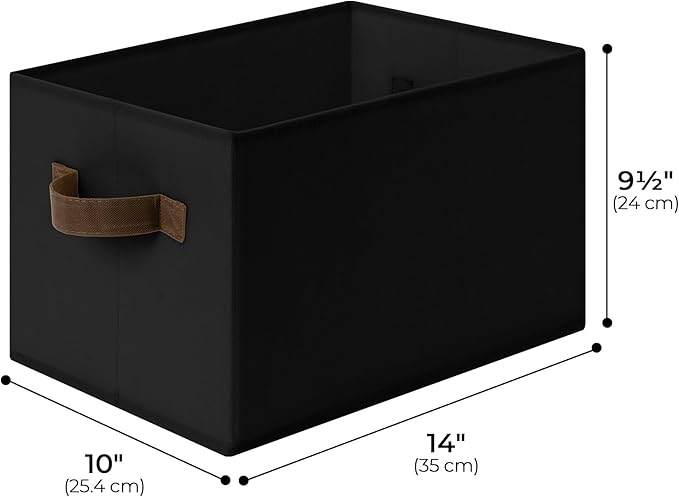 Cupic Cupid Storage Bins Closet, Fabric Closet Organizers and Storage, 4-Pack Baskets for Organizing, Large Storage Boxes with Handles for Clothes and Toys, Black