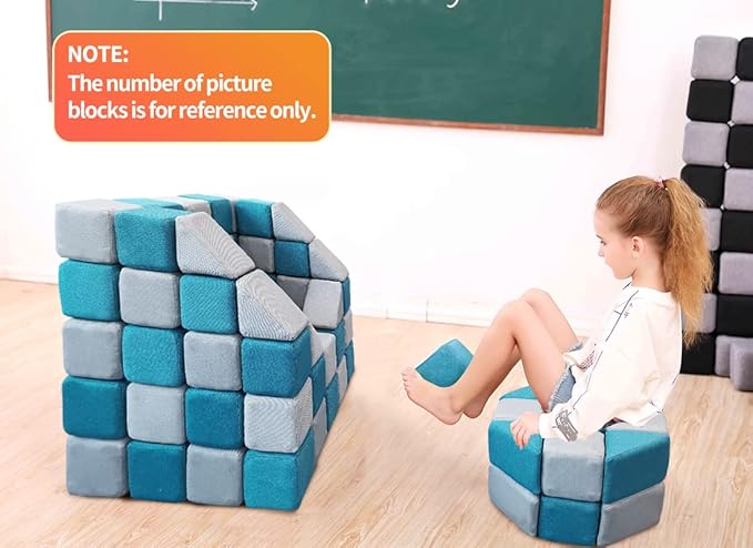 Magnetic Soft Building Blocks for Kids, Magnetic Blocks, Big Blocks, Educational Toys, Incredibly Fun Building Block for Children (Blue+Gray)