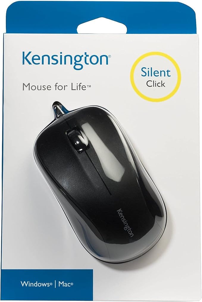 Kensington Silent Mouse-for-Life Wired USB Mouse - Black (K72110US)