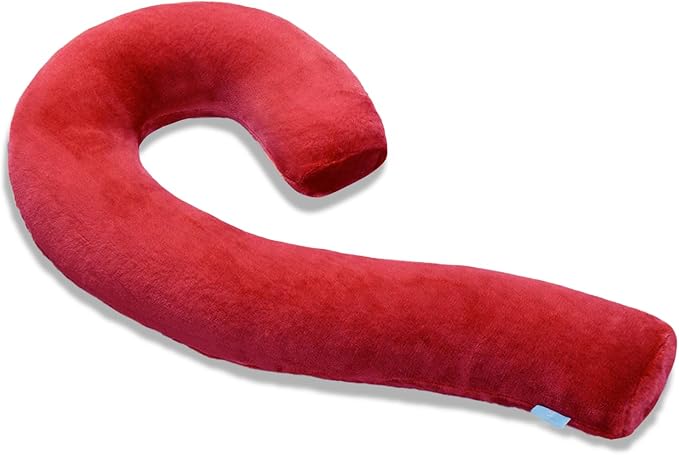 Body Pillow for Adults - Soft Long Bed Pillows Insert for Sleeping - Shredded Memory Foam and Removable Washable Cover - Swan Shaped Side Sleeper Pregnancy Pillow 49 Inch (Red)