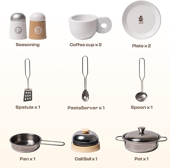 2 in 1 Play Kitchen for Kids Wooden Chef Pretend Play Kitchen Playset with Sounds Food Cookware Accessories Set for Boys Girl Birthday Gifts White