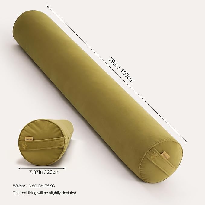 Body Pillow for Adults – Long Bolster Pillow for Bed, Round Cuddle Pillow, Full Support for Side Sleepers,39 x 7.87 Inches,Golden Yellow