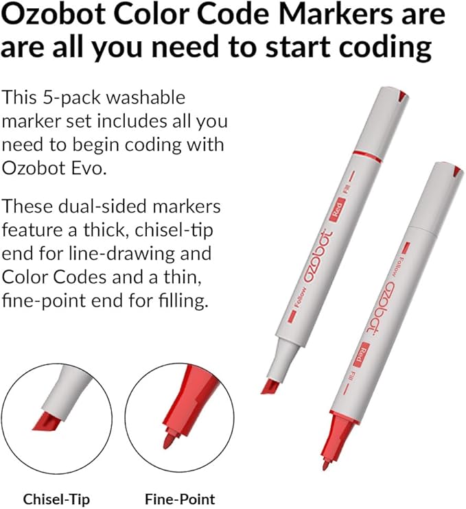 Color Coding Markers: Color Variety for Creative STEM Education, Ideal for Classroom & Home, Enhances Problem-Solving & Critical Thinking Skills, Suitable for Ages 6+, Dual-Sided, 5-Pack