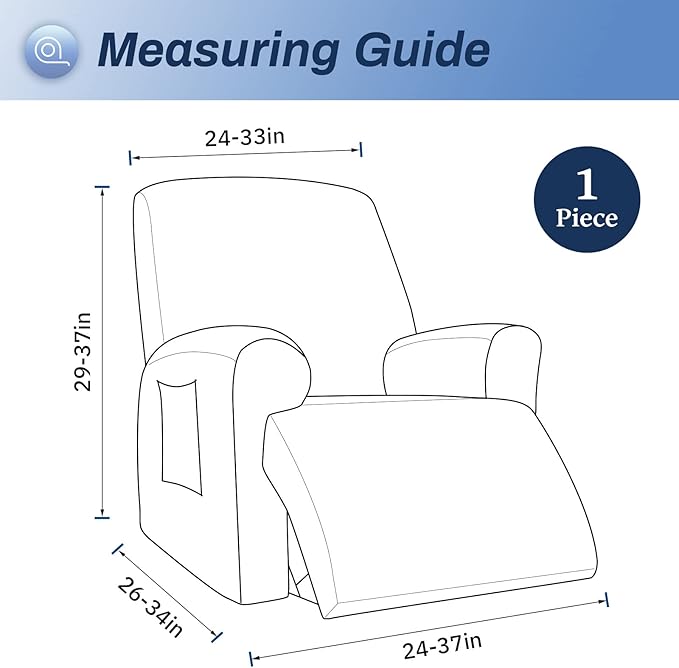 WEERRW Velvet High Stretch Recliner Chair Cover 1 Piece Recliner Couch Cover, Washable Furniture Protector with Non Slip Elastic Bottom for Kids and Pets, Black