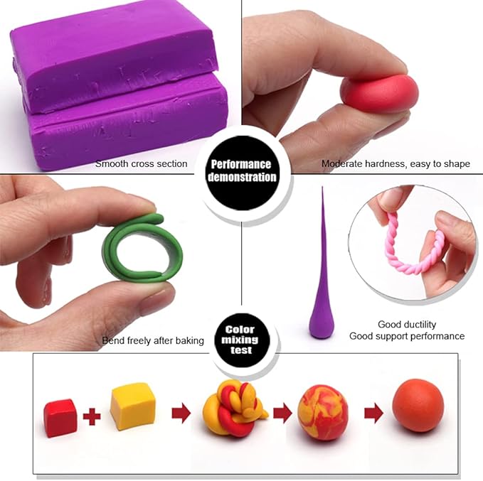 Hailimayo Modeling Clay Kit for Kids 50 Colors Air Dry Clay Polymer Creative DIY Soft Clay with Sculpting Tools, Reusable, Non-Sticky, Elastic, Best Gift for Boys & Girls