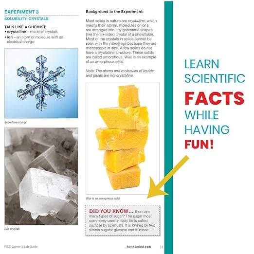 hand2mind Fizz Chemistry Science Kit for Kids Ages 8-12, 32 Science Experiments and Fact-Filled Guide, Make Your Own Foam and Crystals, Educational Home Learning, Homeschool Science Kits