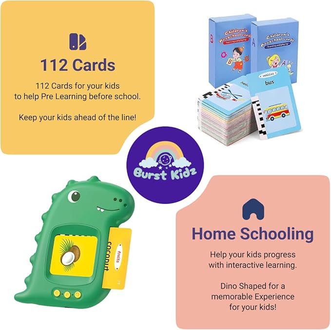 Talking Flash Cards, Educational Toys, Speech Therapy, Autism Toys, Montessori, Sight Words, Language Learning, Kids 1-6 Years Old, Alphabet, Numbers, Educational Flash Cards.