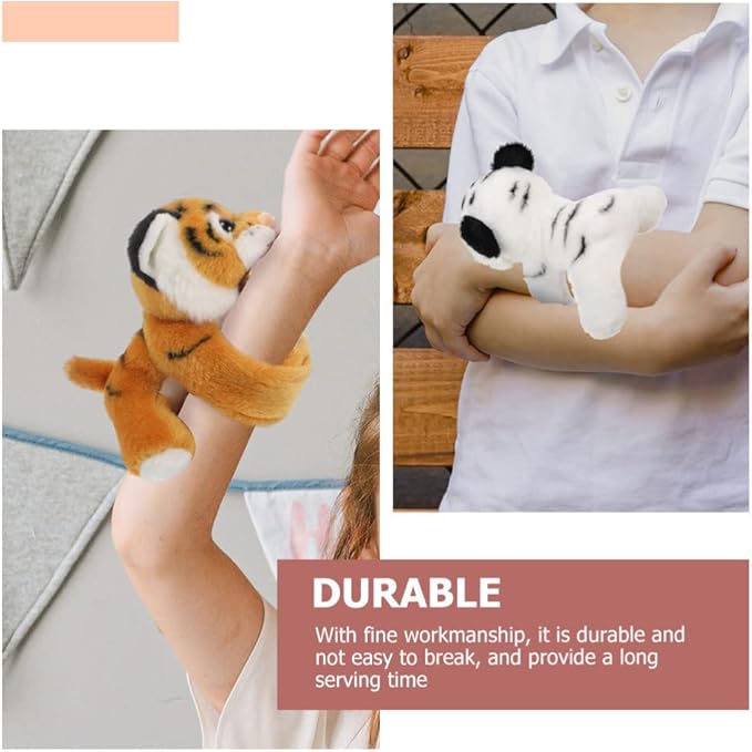 Kisangel 2pcs Wrist Hugger Plush Slap Bracelet Animals Huggables Plush Animals Slap Band Kids Party Favor(Assorted Color 1)