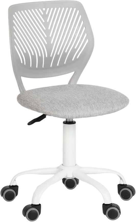 Homy Casa Armless Home Office Desk Chair, Colorful Task Chair with Soft Mesh Padded Cushion, Height Adjustable Swivel Study Computer Chair for for Girls Boys Teens (Grey, 1PC)