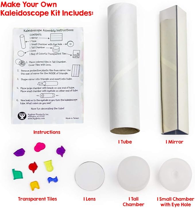 Hygloss Products Kaleidoscope Kit For Kids - Make Your Own Kaleidoscopes - 6-3/4 x 1-3/8 Inches, 1 Pack