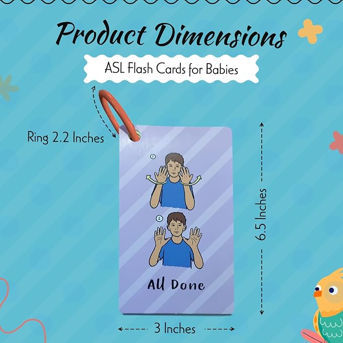 ASL First Word Flash Cards, American Sign Language Flashcards for Toddlers and Beginners, Sign Language Gifts for Kids, Talking Hand Pre-Learning Material for Communication