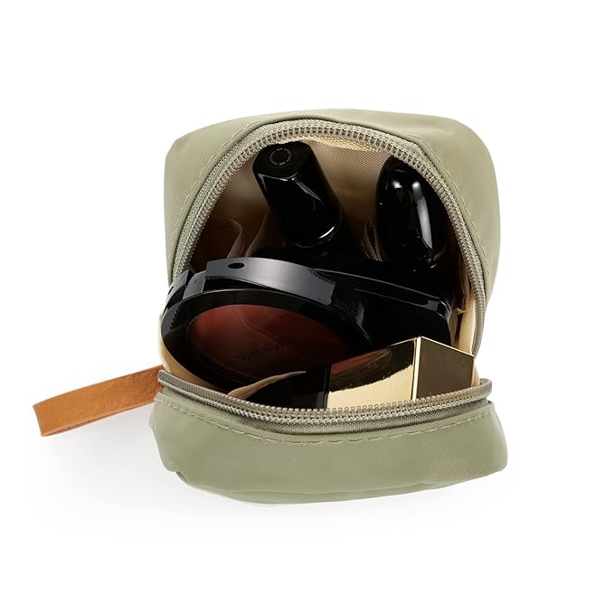 Hekyip Mini Cosmetic Bag, Travel Makeup Pouch, Portable Waterproof Cosmetic Pouch for Ladies Women, Mini(Mini Green)