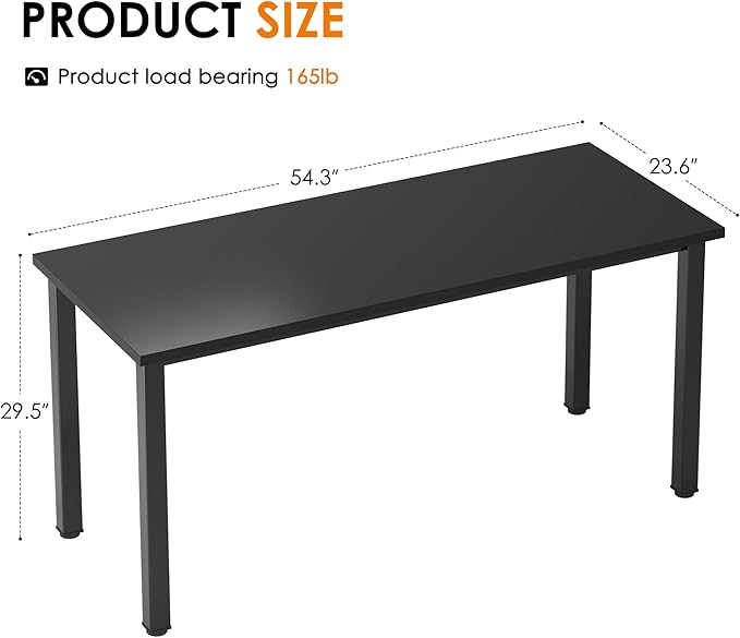Need 54.3 Inch Large Computer Desk, Modern Simple Style Desk for Home Office, Basic Writing Table for Study Student, Black