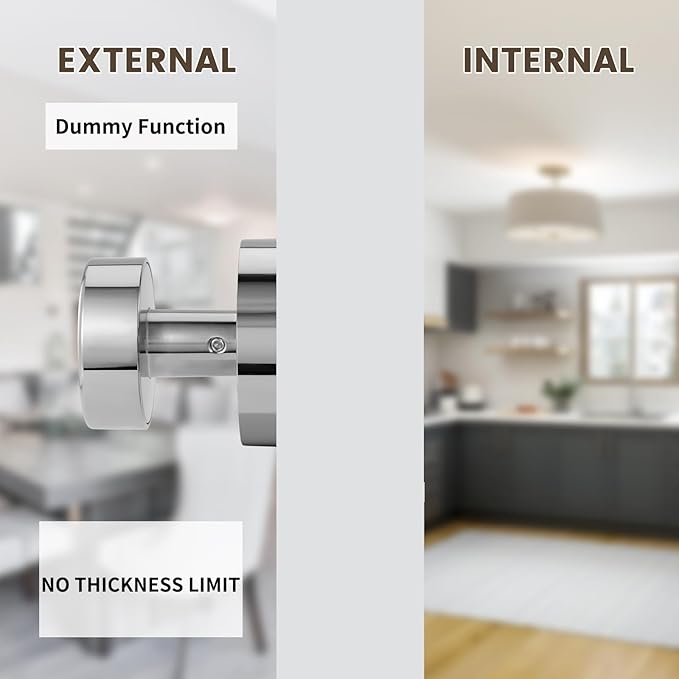 2 Pack Polished Chrome Dummy Door Knobs Interior, Modern Round Dummy Door Handles for Closets and Hallway