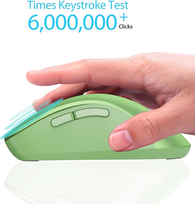 memzuoix 2.4G Wireless Mouse, 1400 DPI Mobile Optical Cordless Mouse with USB Receiver, Portable Computer Mice for Laptop, PC, Desktop, MacBook, 5 Buttons (Mint Green)