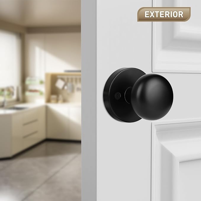 Dummy Door Knobs Interior, Matte Black Door Knobs, Vintage Non-Locking Inactive Door Handle for Closet and Bifold, 2 Pack