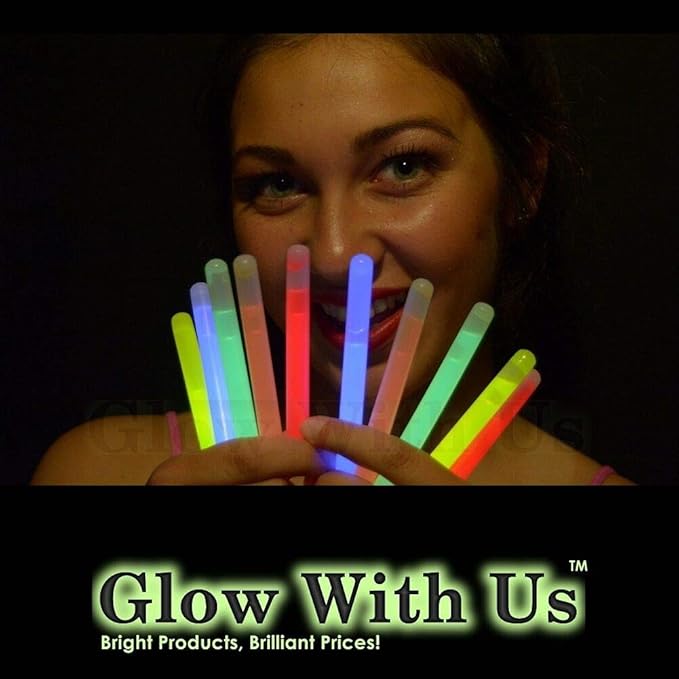 Glow Sticks Bulk Wholesale, 50 4” Glow Stick Light Sticks. Assorted Bright Colors, Kids Love Them! Glow 8-12 Hrs, 2-Year Shelf Life, Sturdy Packaging, GlowWithUs Brand