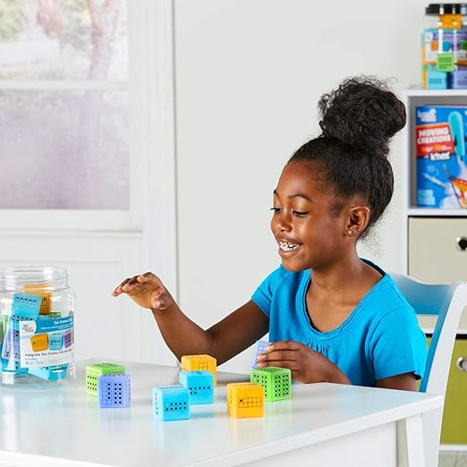 hand2mind Ten Frame Dice, Large Foam Dice for Classroom, Subitizing Dice, Math Manipulatives for Elementary School, Counting Toys for Toddlers, Educational Toys for Preschool Children (Set of 12)