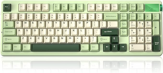 LEOBOG A98-96% Mechanical Keyboard Wireless, Tri-Mode BT5.0/2.4GHz/USB-C, Creamy Keyboard with Number Pad, Gasket Structure Hot Swappable, RGB Backlit Green Gaming Keyboard with Knob for PC