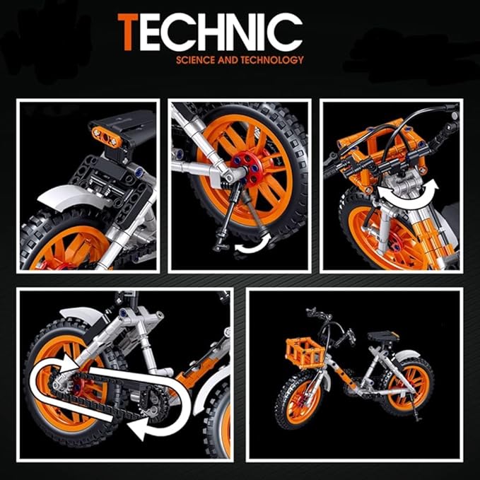 ENHANA Motorcycle Building Blocks Bike Cycle Compatiable with Tech Set Mountain Bike Building Kit Toy STEM Educational Bike Building Set for 6-10 Years Old Boys