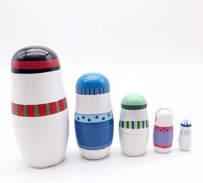 Konrisa Matryoshka Nesting Dolls 5 Pieces Snowman Nesting Dolls Hand Painted Figurines Wooden Stacking Dolls for Kids Birthday Party Home Decoration,New Year