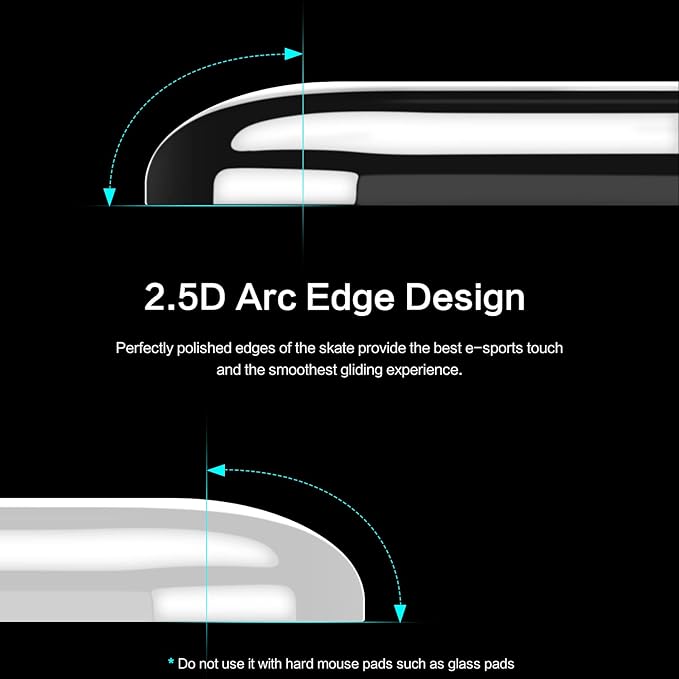 MOSHOU Glass Mouse Skates for Logitech G Pro X Superlight, Consistent Controllable Glide Polished 2.5D Curved Edge Superfast Gaming Mouse Feet Durable Sole (Black)