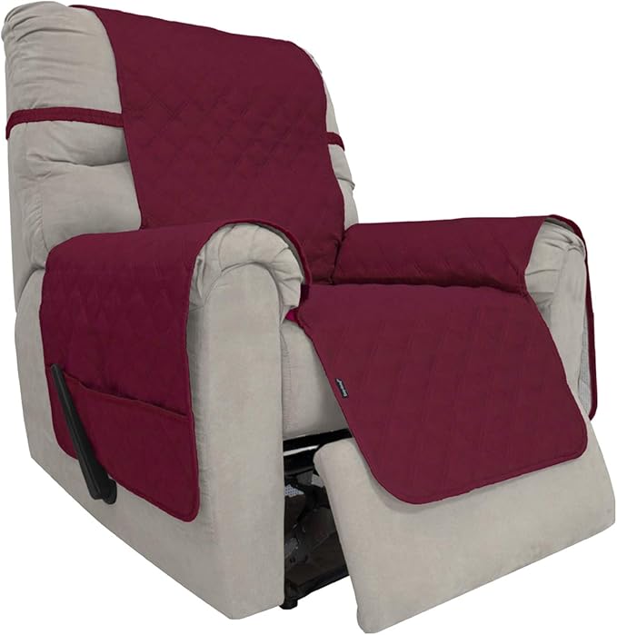 Easy-Going Sofa Slipcover Waterproof Recliner Chair Cover Non-Slip Fabric Couch Cover for Living Room Washable Furniture Protector for Pets Kids Children Dog Cat (Recliner, Wine)