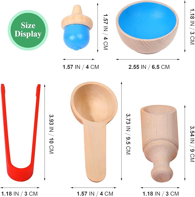 WODI Wooden Color Sorting Toys for Toddlers 3+ Rainbow Counting Acorns with Matching Sorting Cups Montessori Toys for 3+ Year Old Preschool Learning Activities for Sensory Training