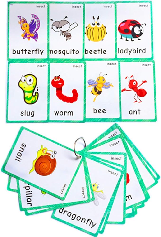 Set of(Body Parts+Insects) Flash Cards for Toddlers | Kids Learning Montessori Pocket Cards Toys | Perfect for Pre-K Decorations Background Wall Stickers,Teacher/Autism Therapists Tools