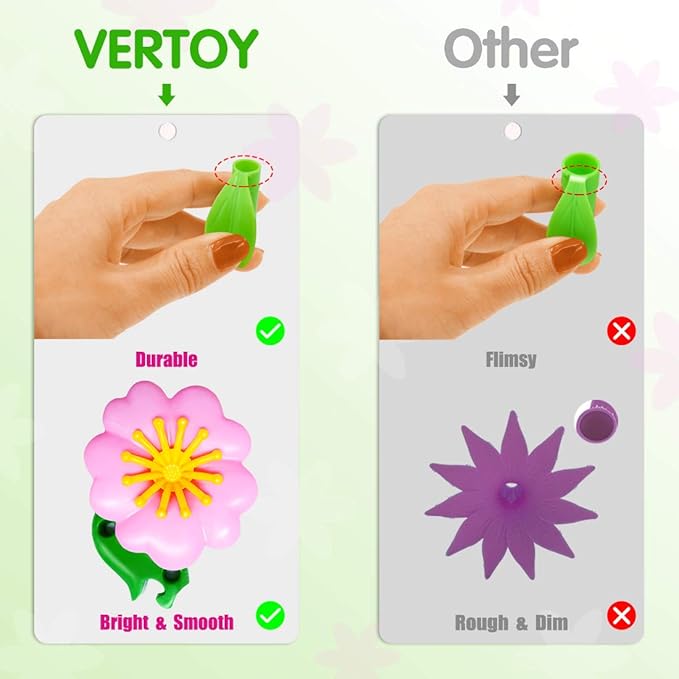 VERTOY Flower Garden Building Toy Set for 3, 4, 5, 6 Year Old Girls, STEM Educational Activity Games and Girls Birthday Gift for Age 3+ yr Toddlers and Kids, 143 pcs