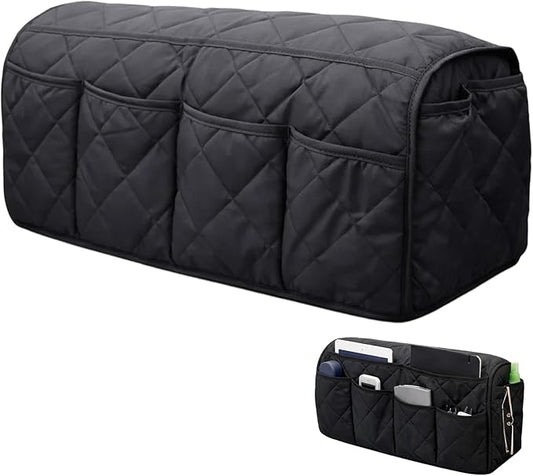 Armchair Caddy, Sofa Armrest Organizer, Black Non-Woven Fabric Storage Bag, Convenient Armchair Organizer for Living Room, Bedroom, Office