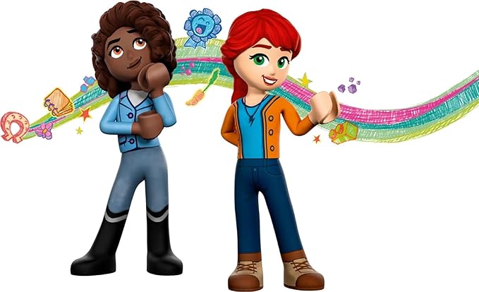LEGO Friends Riding School Set with 2 Toy Horses, Aliya and Mia Mini Dolls, Riding Stable and Horse Toy, Animal Care Gift for Children, Girls and Boys from 4 Years 41746