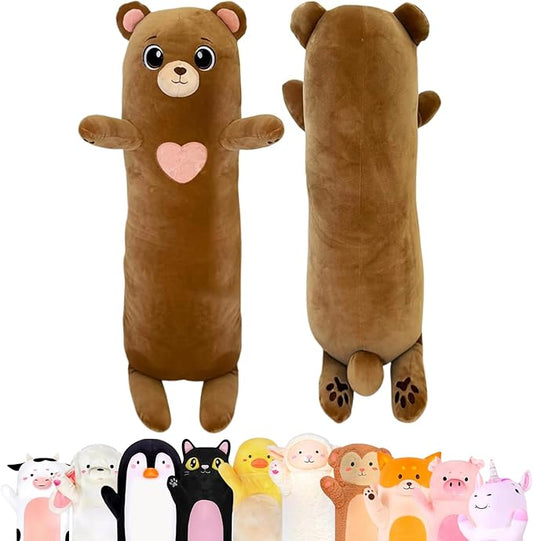Bear Plush Body Pillow for Kids | Long Stuffed Animal Cuddle Pillow | Soft Hugging Toy | Plushie Gift for Girls & Boys | Long Plush Body Pillow for Sleep & Comfort | Large, 47 Inches