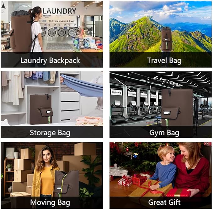 SUOVOCK laundry bag backpack,extra-large heavy duty laundry bags,laundry backpack for college students,drawstring closure (Ruins camouflage laundry bag backpack)