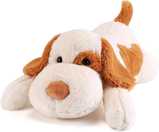 meowtastic Brown & White Dog Weighted Stuffed Animals - 22 Inch 4.5 Pounds Weighted Plush Dog Stuffed Animals - Big Stuffed Dog Plush Pillow - Cute Plush Toys Gifts for Kids & Adults (22" 4.5 lbs)
