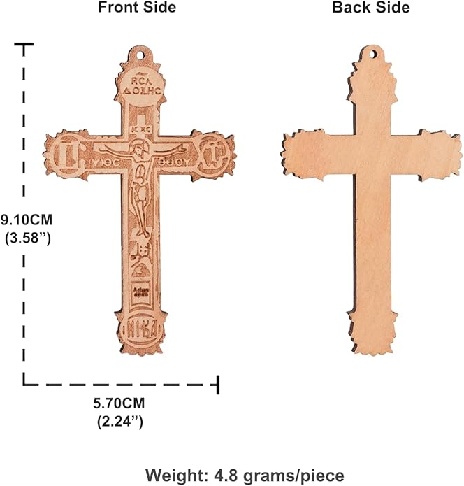 COTTVOTT Wooden Christian Jesus Cross/Orthodox Crucifix Charms Pendants for Rosary Necklace, DIY Jewelry Making Accessories Parts
