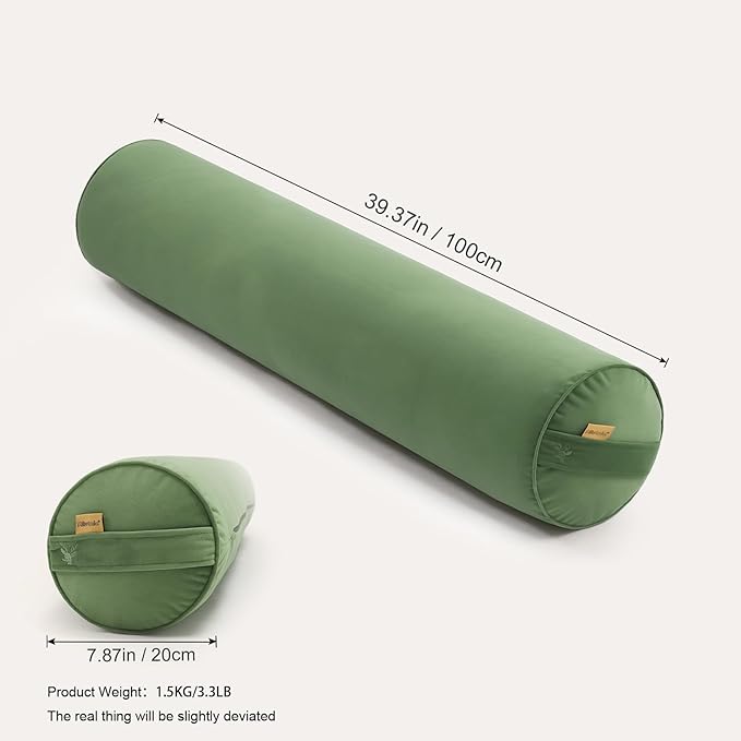 Bolster Pillow for Bed – Long Round Body Pillow for Adults, Cuddle Pillow for Sleeping, Full-Length Support,39.37 x 7.87 Inches,Olive Green