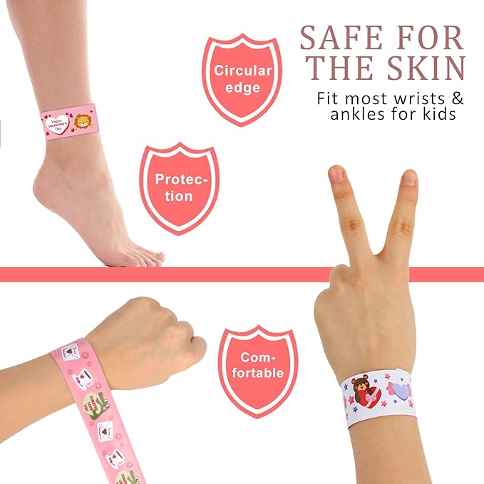CCINEE 48PCS Valentine's Day Slap Bracelets, Assorted Heart Animal Printed Slap Wristbands Valentine Cartoon Snap Bands for Kids School Classroom Exchange Gifts Party Favor