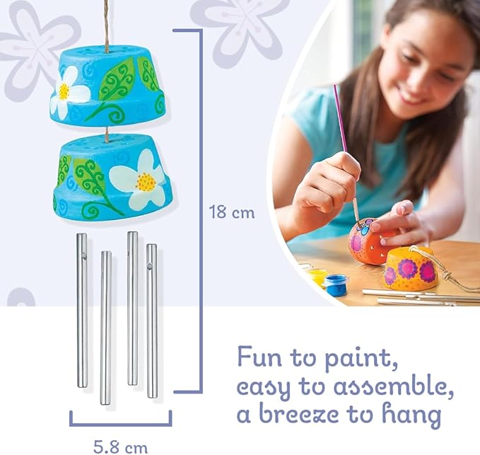 4M Make A Wind Chime Kit - Arts & Crafts Construct & Paint A Wind Powered Musical Chime DIY Gift for Kids, Boys & Girls