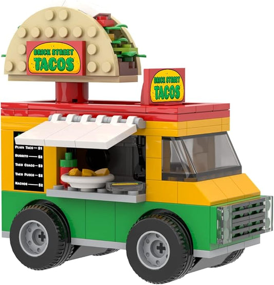 Brick Loot Taco Truck Toy Building Block Set with Spinning Street Sign, for Adults & Kids Age 6+, 100% Compatible with Lego and Other Major Brands, Custom-Designed Toy Building Set Model, 185 Pieces