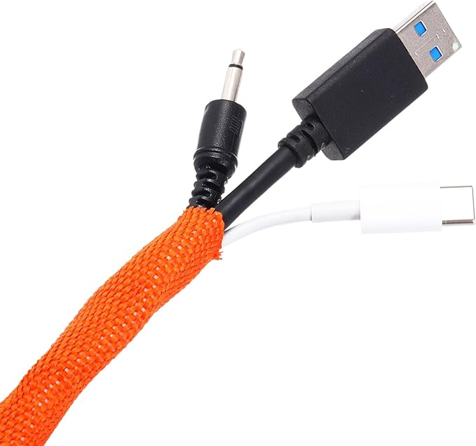 MECCANIXITY Braided Cable Sleeves Heat Shrinkable Fabric Sleeving, 1/2" 10ft Orange 2:1 Ratio Heat Shrinkable Cord Protector for Harness Cable, Network Cable Protection, Cable Management