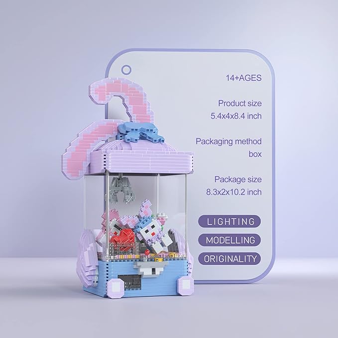 Toy Building Set Purple Doll Cute Micro Bricks Building Blocks Model Set, 1609 Pcs Collectible Ideas Teen Girl Gifts Age 14 and up, with LED Lights DIY Decoration Home