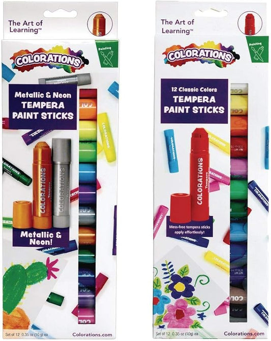 Colorations 24 Tempera Paint Sticks! Fun Paint Sticks That Kids Will Love Using with Any Art Project! Great for Home or School! Tempera Paint Sticks, Paint Sticks, Paint Markers, Kwik Stix