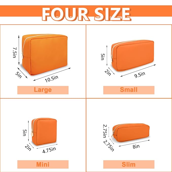 UIXIZQ Large Makeup Bag Pouch,Nylon Women Travel Toiletry Storage Bag Preppy Cosmetic Bag for Girls,Big Makeup Organizer Bag Cute Zipper Pouch Skincare Bag for Sport Work Gift(Large-Peach)