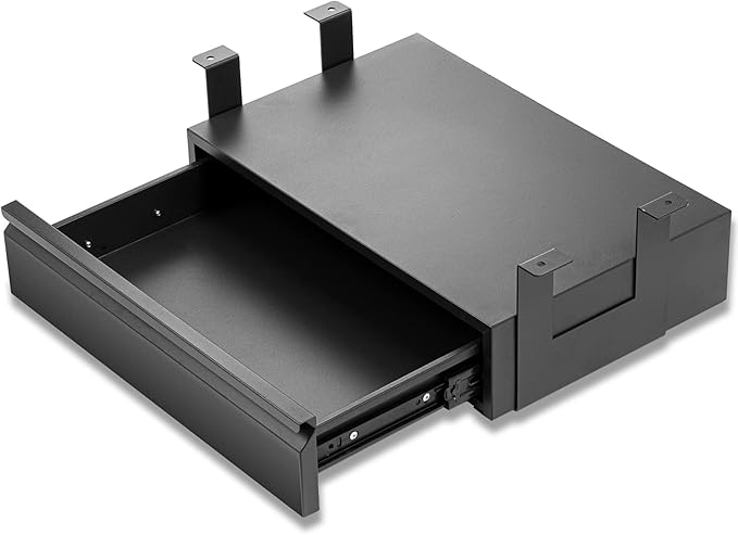 Under Desk Drawer 18", Pull-out Storage Organizer with Tall Brackets Mounted Under Wooden Table with a Max 2" Crossbar, Black_Tall Version